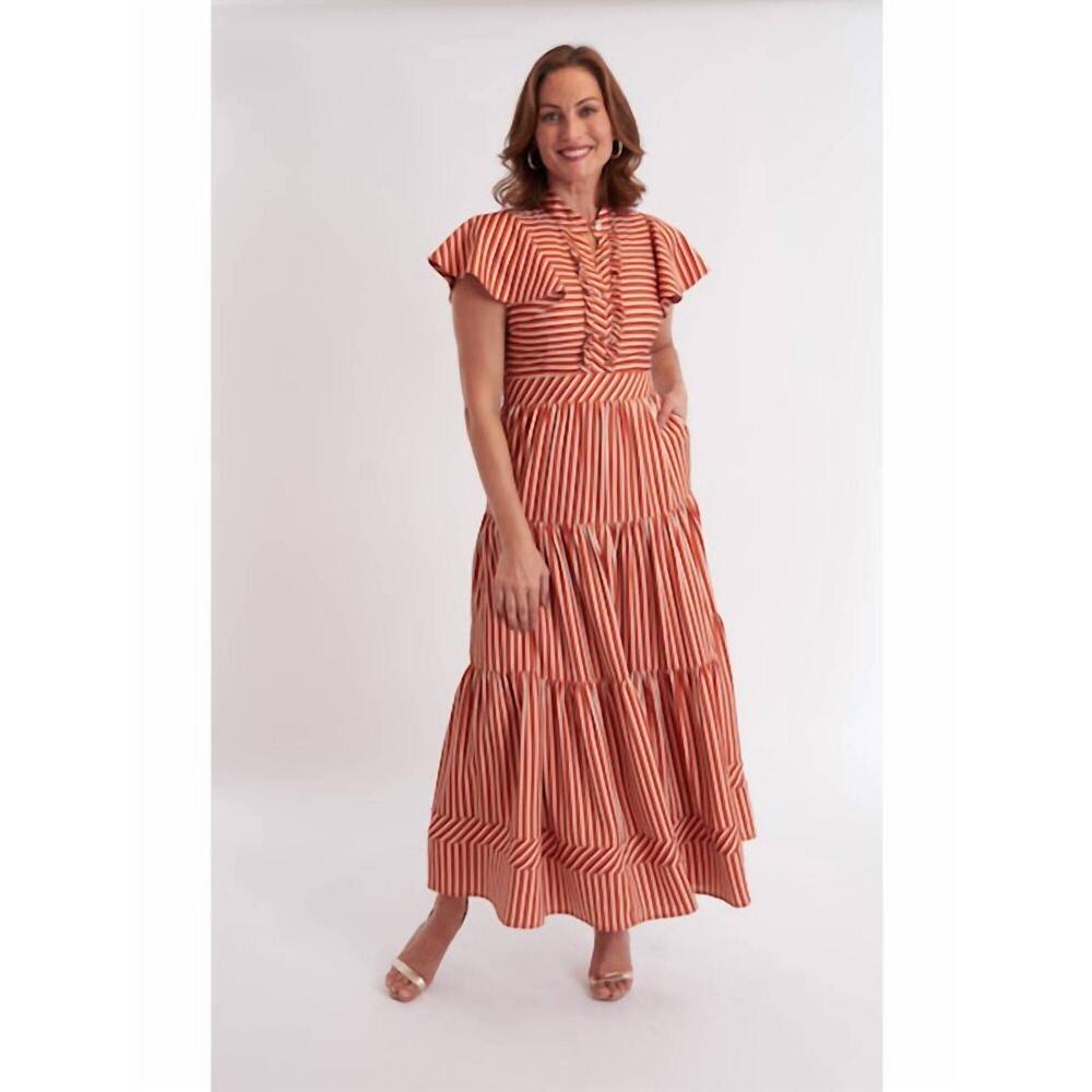 NEW CK BRADLEY doon midi dress in terracotta stripe